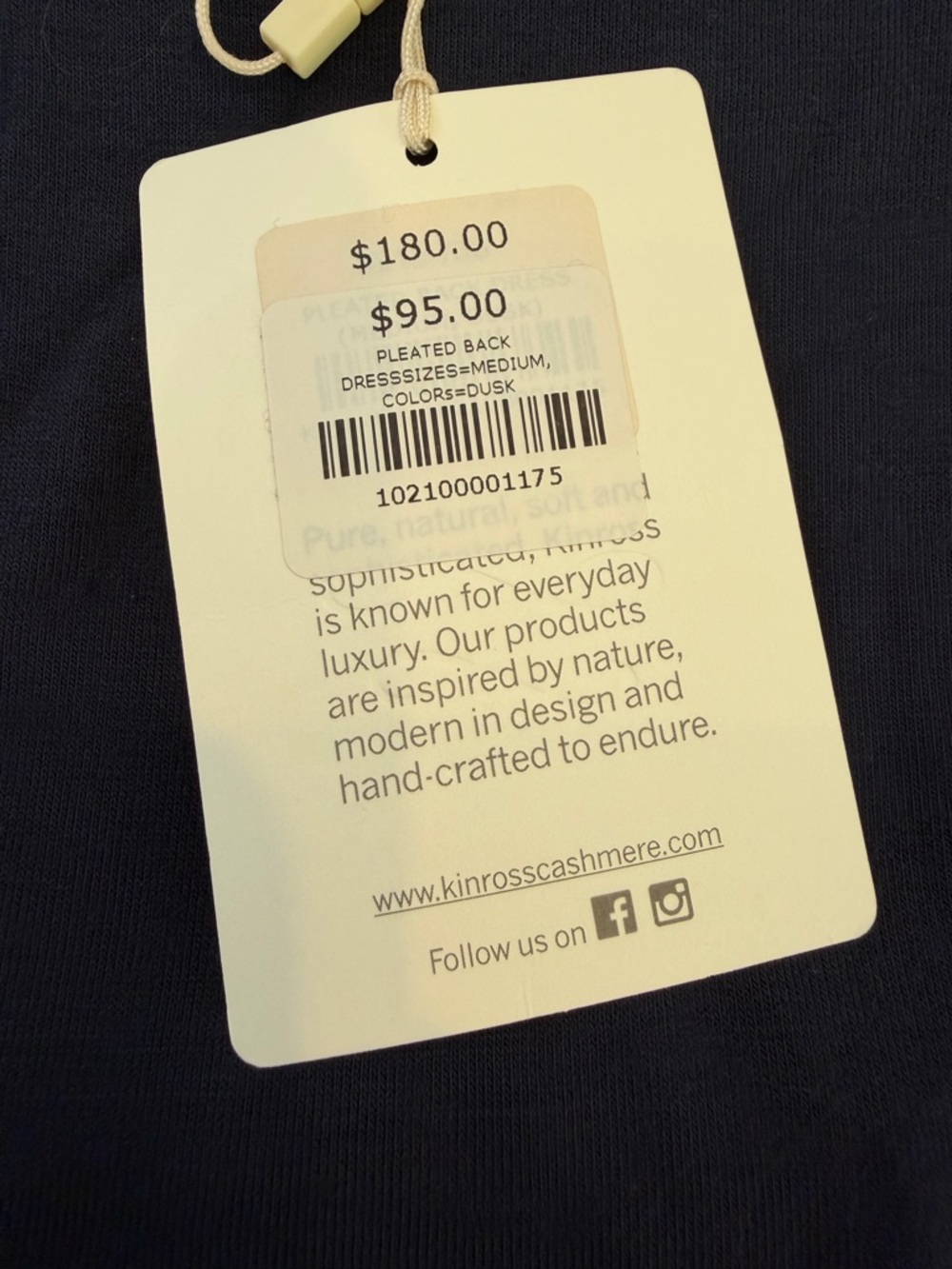 NWT Kinross Cashmere navy women’s dress dusk soft flowy comfortable - Picture 2 of 7